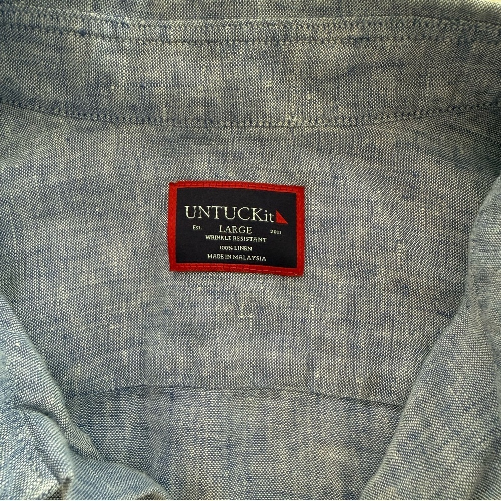 UNTUCKit Mens Valente WR Linen Short Sleeve Button Up Shirt - Picture 3 of 7